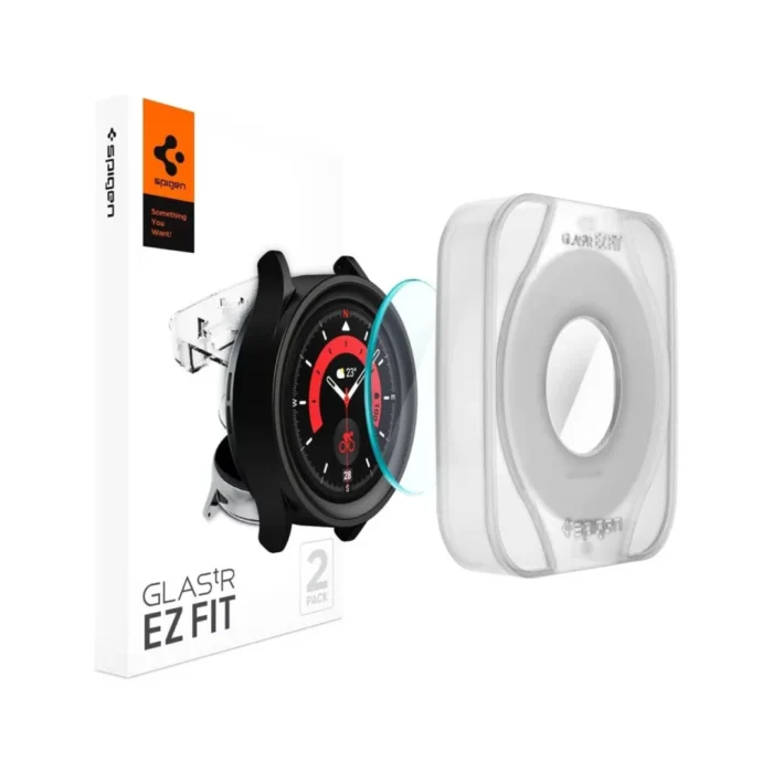 Spigen Galaxy Watch 5 Pro (45mm) Tempered Glass with Tray 2 Pack GlastR EZ Fit - Transparency