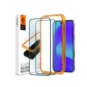 Spigen iPhone 14 Pro Max Tempered Glass Full Cover with Tray 2 Pack GlastR AlignMaster - Black