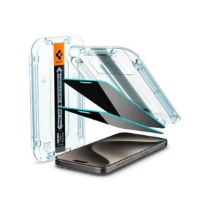 Spigen iPhone 15 Pro Max Tempered Glass with Tray 2 Pack GlastR EZ Fit - Privacy