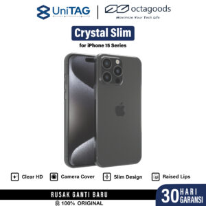 Case iPhone 15 Pro Max Plus Octagoods Crystal Slim Clear Hard Casing