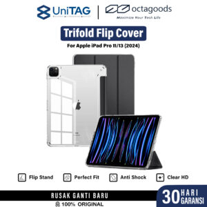 Case iPad Pro 11" inch / 13" inch M4 2024 Octagoods Trifold Flip Cover Clear Stand Casing