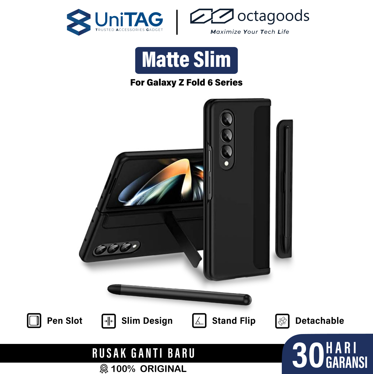 Case Samsung Galaxy Z Fold 6 Octagoods Matte Slim Pen Slot Hardcase Casing Stand