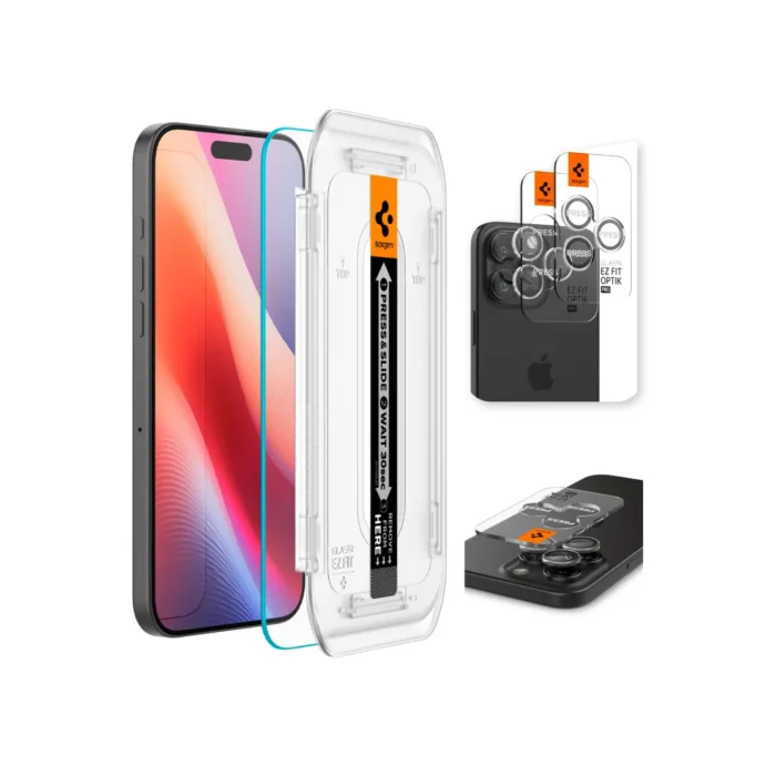 Spigen iPhone 16 Series Tempered Glass with Tray 1 Pack GlastR EZ Fit HD