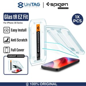 Tempered Glass iPhone 16 Series Pro Max Plus Spigen Glas tR EZ Fit HD Clear Anti gores Easy Install