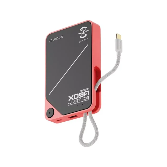 Momax Powerbank Built-in Kabel Charger USB C 10000mAh 1-Power X - Justice Red
