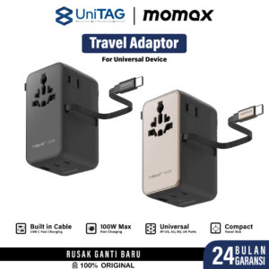 Momax Universal Travel Adaptor Mini Fast Charging 1-World 20W 35W 70W 100W QC PD GaN Built-in Cable Type C