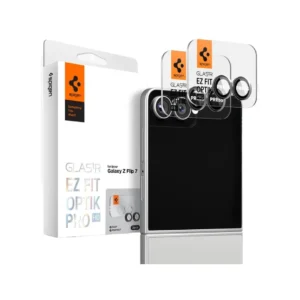 Spigen Galaxy Z Flip 7 Camera Lens Protector Camera Ring with Tray 2 Pack Glas.tR EZ Fit Optik Pro HD - Black