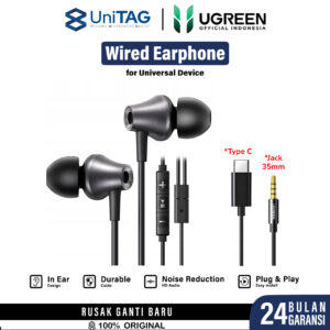 UGREEN Headset Kabel Earphone Wired In-Ear with USB Type C Connector 3.5mm Plug Clear Audio