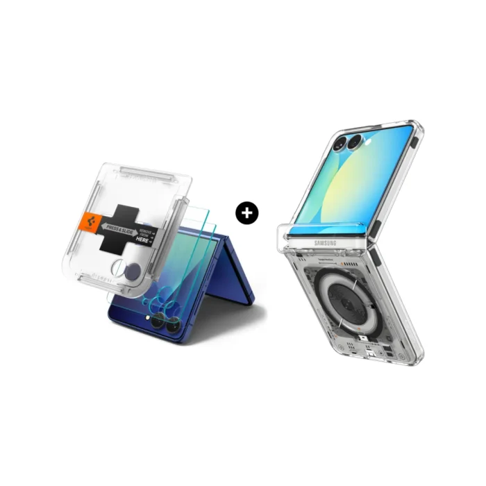 [Pro Bundle] Spigen for Samsung Galaxy Z Flip 7 Tempered Glass Spigen Glas tR EZ Fit Pro HD 9H Clear + Case Ultra Hybrid Pro Magfit Magsafe Casing - Neo One