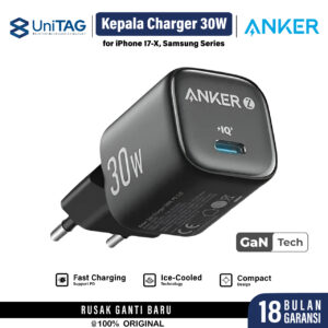ANKER Kepala Charger Zolo GaN PD 30W 20W for iPhone 17 16 15 14 13 12 11 X Air Pro Max Plus Samsung USB Type C Ice-Cooled Fast Charging