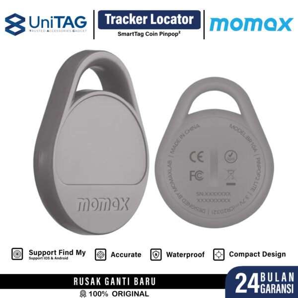 Momax AirTag Pinpop² Lite Universal GPS Smart Tracker Find My Locator Pelacak Anti Hilang Mini