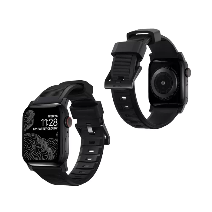 Nomad Apple Watch 49mm / 46mm / 45mm / 44mm / 42mm (Series 3 / 2 / 1) Rugged Strap V2 FKM - Black Hardware
