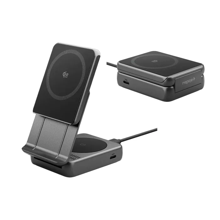 Spigen Magsafe Wireless Charger Stand 2 in 1 Essential MagFit Qi2.2 25w - Black