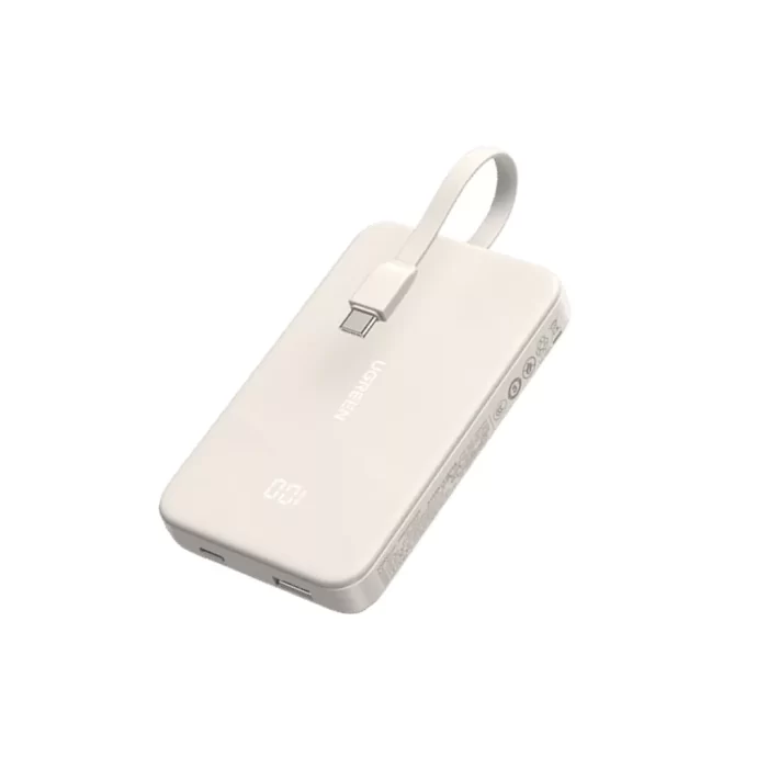 UGREEN Powerbank Quick Charging 10000mAh Build-in USB C - White