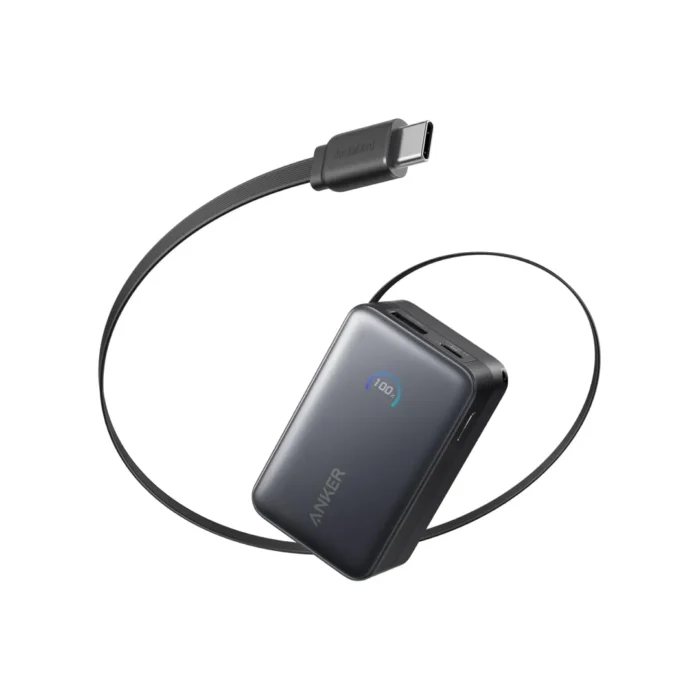 Anker Powerbank Built-in USB C Retractable Cable 10000mAh Nano - Black