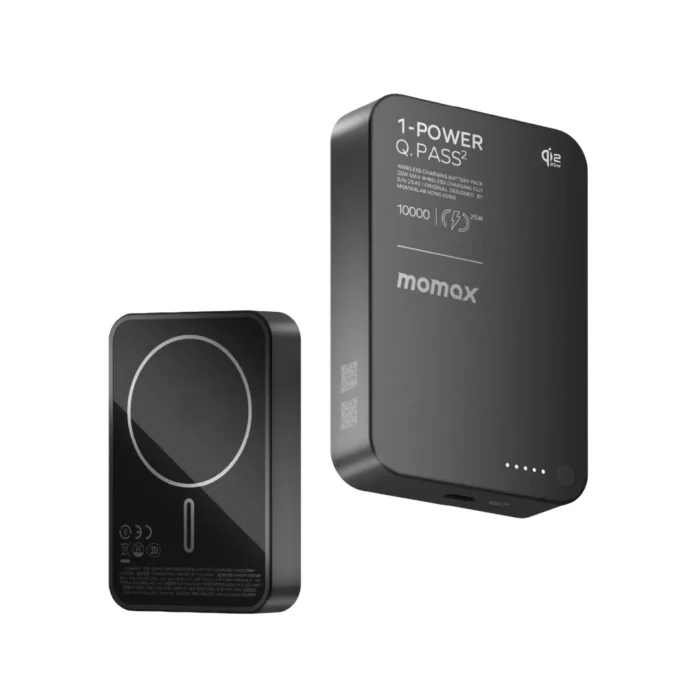 Momax Powerbank Magsafe Qi2.2 Thin 10000mAh 25W 1-Power Q.Pass2 - Black