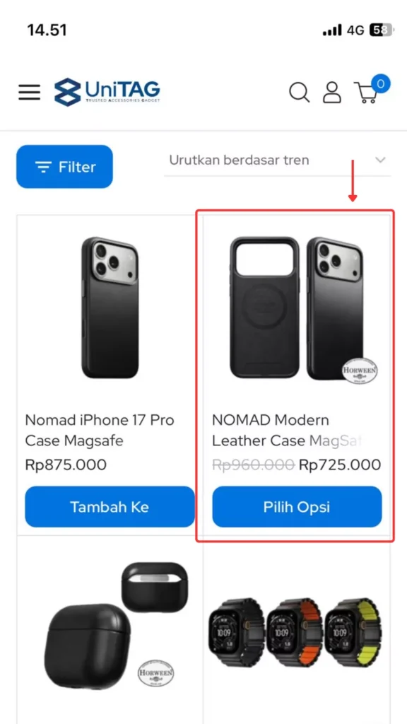STEP 1 MOBILE - PILIH PRODUK