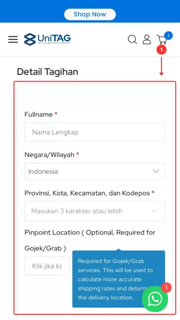 STEP 3 : TAMBAH ALAMAT PENGIRIMAN