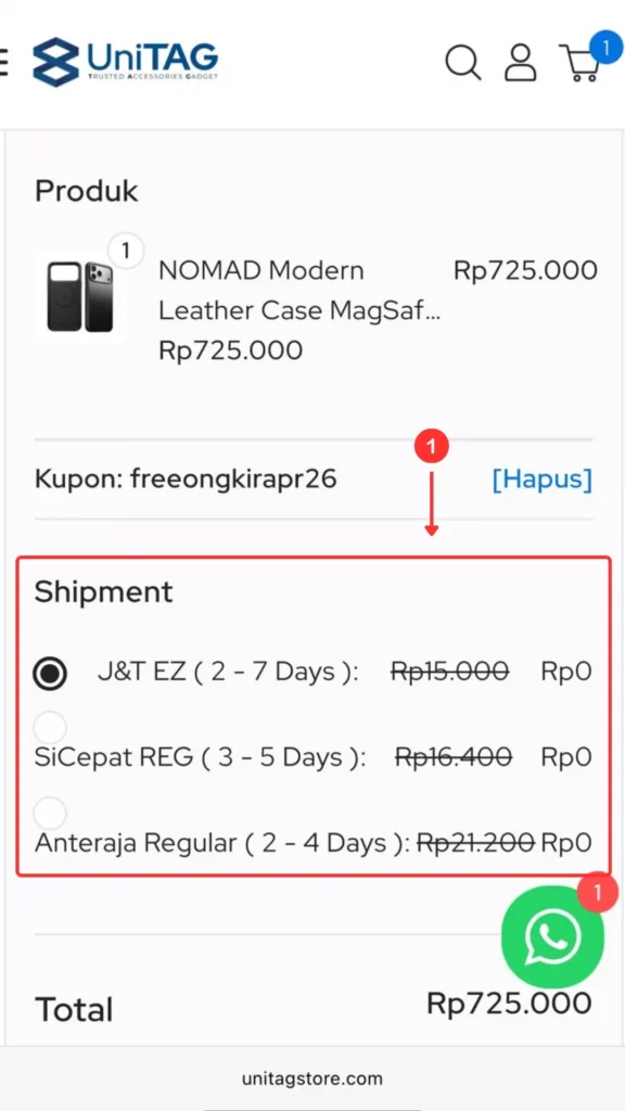 STEP 4 : PILIH JASA PENGIRIMAN