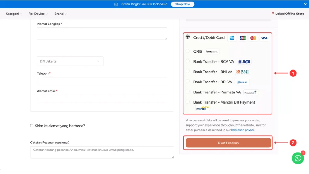STEP 6 - PILIH METODE PEMBAYARAN & CHECKOUT