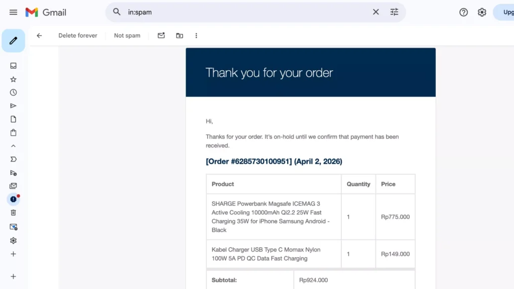 STEP 9 - CONTOH PESAN EMAIL OTOMATIS